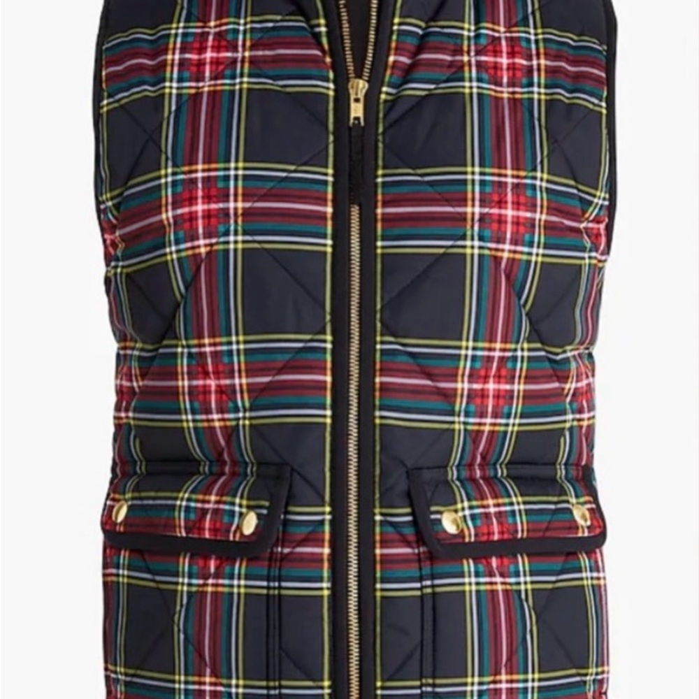 J. Crew Factory Plaid Quilted Vest - Red, Blue, Yellow
